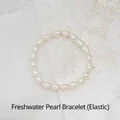 Bracciale elastico con perle d'acqua dolce naturali barocche e design elegante minimalista - Bracciale di Perle Bianche (Elastico)