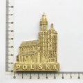 Detailed scale measurement of a beige resin Poland cathedral souvenir fridge magnet - Poland Landmark