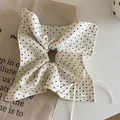 Elastico per capelli francese a pois bianchi con fiocco per acconciatura elegante - Stile Fiocco a Pois Nero Crema