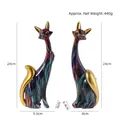 Abstract colorful resin cat figurines set in vibrant purple and blue water transfer finish - KY186 Colorful Abstract