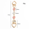 Golden heart charm bag chain with pink and white enamel details, 17cm extension strap - 2 Pink + 1 White Heart (Heart Buckle Gold)