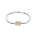 Elegante zilveren armband met gele rechthoekige zirkoon en pave gezette kristallen - Zilver met Gele Zirconia