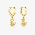 Gouden S925 sterling zilveren oorringen met schattige eendenhangers en witte edelstenen - 925 zilver / 18K goud
