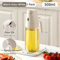 500ml glass oil spray and pour bottle in warm grey white for kitchen use - Warm Gray White-500ml