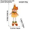 Autumn gnome scarecrow doll with orange plaid dress, maple hat and wooden bead legs - X2-55 Glowing Long Leg Female