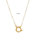 Collier élégant en titane doré 45+5cm avec perles blanches et grand fermoir à ressort - Chaîne de Perles 1mm 45+5cm Avec Fermoir Marin