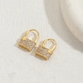 Elegante 14K vergoldete Herzschloss Ohrringe mit funkelnden weißen Zirkonia Steinen - Schloss 14K Gold