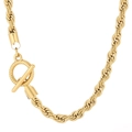 Collier chaîne torsadée dorée style hip hop pour hommes avec fermoir à bascule OT - 7mm Largeur x 60cm Longueur / Or