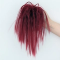 Messy buns hair piece in deep burgundy red wine color with long strands hair claw clip - Burgundy
