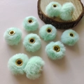 Soft 20mm mint green faux rabbit fur beads with gold metal core for DIY jewelry - Light Sea Blue