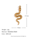18K gold plated stainless steel snake pendant with dimensional size measurements - Snake Pendant