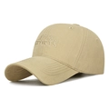 Berretto da baseball in cotone kaki con ricamo di montagne e testo outdoor sports - Cachi