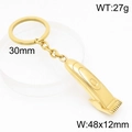 Golden hair clipper pendant keychain in polished titanium steel for men with measurements - Gold Color Hair Clipper Keychain (KY1425-Z)