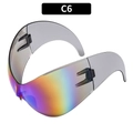 Y2K futuristic oversized sunglasses with iridescent polarized lenses and grey frame - Green Film