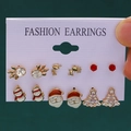 Christmas stud earrings set with Santa, reindeer, snowman, and tree designs - 33 Snowman Santa Tree (6 Pairs Set)
