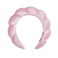 Pink braided velvet sponge headband with soft texture for women on white background - Velvet Headband - Pink