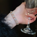 Bracciale elastico multistrato dorato con pietre marquise e cristalli scintillanti - Oro-Trapano Marquise a Doppia Fila (14#HB3099)