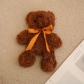 Unstuffed small teddy bear skin in dark brown curly plush with a yellow satin bow tie - 35cm (No Filling No Zipper Style) / Dark Brown Skin Shell