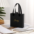 Elegant black square jewelry drawer box with silk handle and gold Jewelry lettering - Black - Thick With Text / 10*10*3.5CM / Black