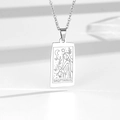 Silver Sagittarius zodiac pendant necklace in polished stainless steel rectangular design - Sagittarius / Steel