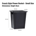 French style small black acrylic flower bucket with handles and 35cm height dimensions - French-style Bucket (small); Flower Bucket