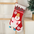 Christmas stocking with snowman 3D design and red green plaid trim for home decoration - Snowman / Red Snowman