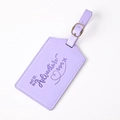Purple PU leather luggage tag with gold buckle and embossed adventure quote - Light Purple