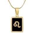 18K gold plated stainless steel Leo constellation square shell pendant necklace - Leo / Black