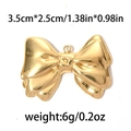 Ciondolo a fiocco in acciaio inossidabile dorato, 3,5 cm x 2,5 cm, per gioielli fai da te - Grande Fiocco Bordo Largo-TP0518 / Oro