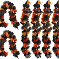 Ghirlanda di acero artificiale arancione scuro e nero per decorazioni gotiche Halloween - Foglia d'acero nera e arancione da 1,7 m