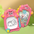 Pink magnetic dinosaur drawing board and marble game set for kids early education - Dinosaur Double-Sided Marble Magnetic Drawing Board / Pink