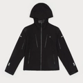 Schwarze winddichte Funktionsjacke mit wasserdichten Reißverschlüssen und Klettverschluss - S / Wildschwarz