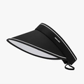 Women's foldable black empty top sun hat with large brim and white contrast trim - Adjustable / Black