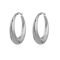 Boucles d'oreilles créoles demi-lune argentées en acier titane plaqué or 18 carats - Grand (Diamètre extérieur 40mm) / Argenté