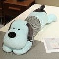 Long light blue striped plush dog doll in sleeping pose used as a body pillow - 95cm / Rabbit Fur Blue Black Stripe