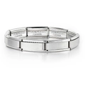 Italian charm bracelet in silver stainless steel with modular stretch links and engraving - 9mm Silver Slim