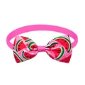Pink pet bowtie with vibrant watermelon print and elastic band for dogs and cats - Pink Watermelon