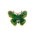 Elegant butterfly brooch pin with green resin wings and sparkling rhinestones on gold base - Rhinestone KC0154-1 Green