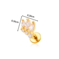Gold plated titanium flat back ear stud with clear marquise zircon stones 0.36cm height - 2# Gold Crown Leaf Style