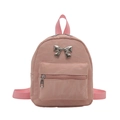 Kleiner rosa Damenrucksack mit silberner Metallschleife und Reißverschluss-Fronttasche - Rosa