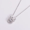 Elegante ciondolo a corna di renna in argento con un diamante danzante scintillante lucido - Color Acciaio