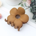 Matte brown floral hair claw clip in a minimalist flower design for elegant hairstyling - Matte Yellow Coffee