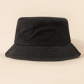 Classic black cotton bucket hat featuring a wide brim with reinforced multi-row stitching - Black
