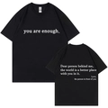 Camiseta de algodón negro para mujer con lema inspirador vista frontal y trasera - S / Negro (317)