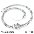 Silver stainless steel knotted chain necklace with lobster clasp, 450x4mm design - 4mm Steel Color Necklace (KN295312-Z)