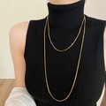 Minimalist double-layered gold snake chain necklace with high-polished metallic finish - Gold Snake Bone Layered Style (51#)