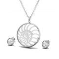 Parure collier et boucles d'oreilles spirale évidée en argent avec zircons brillants - Style Spirale Creuse (KS112584-KC)
