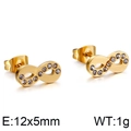 Infinity-symbool oorknopjes in goudkleurig metaal met fonkelende zirkoniasteentjes - 12x5mm / Goud