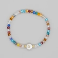 Bracciale bohémien fatto a mano con perline di cristallo colorate e lettera S - Lettera S