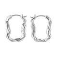 Orecchini a cerchio a U irregolari in argento con pietre di zircone bianco lucido - Argento 925 / Oro Bianco